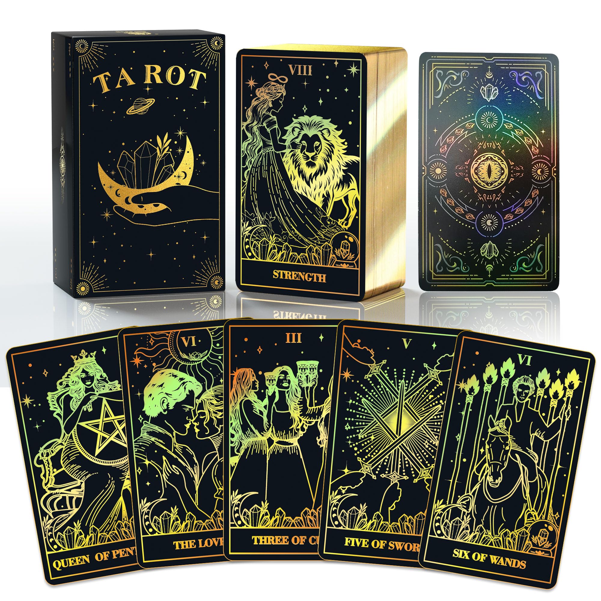 ACELION Gold Foil Edge Tarot Card Set with Guide, Tarot Cards，78